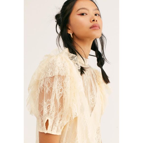 Free People Secret Admirer Blouse In Eggnog - Picture 2 of 16